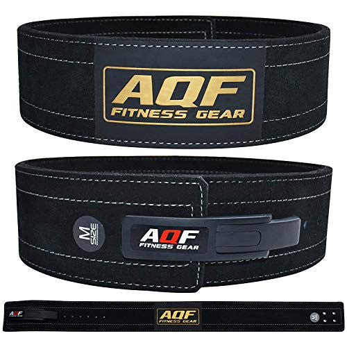 Aqf Cinturon Lumbar Gimnasio, 4 10.2 cm Amplio Cuero Acolchado Faja Lumbar, Cinturones Hombre Mujer Levantamiento Palanca Hebilla (M, Negro) Reacondicionado For Cheap