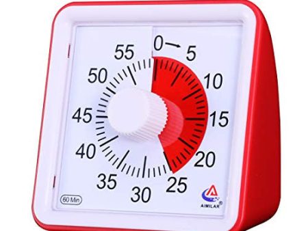 Aimilar Temporizador visual de 60 minutos, herramienta de gestión de tiempo silenciosa, para aula o reuniones, reloj de cuenta atrás para niños y adultos rosso Reacondicionado Supply